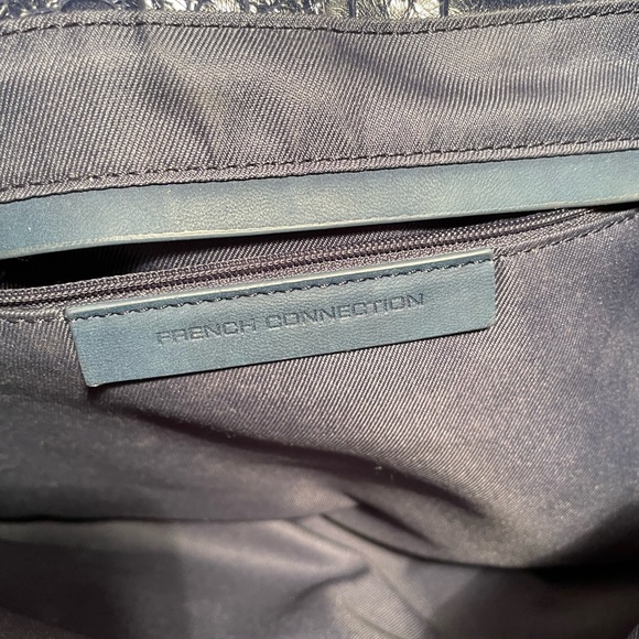 Navy and Black Leather French Connection Tote - Picture 5 of 6